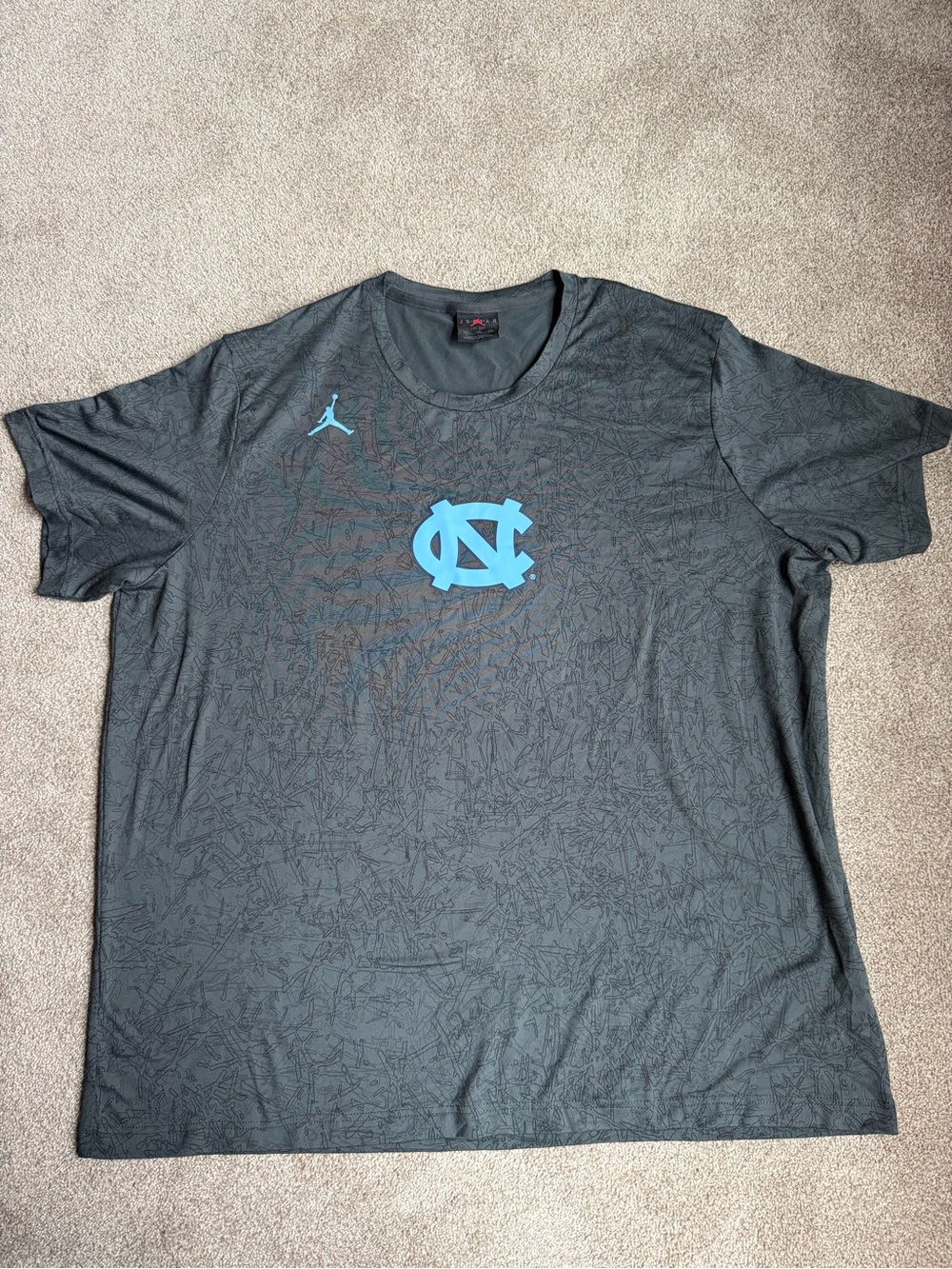 Jordan Men's Short Sleeve Tee - Charcoal with Carolina Blue Logo